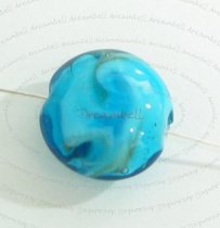 4x Rose Romance Round Glass bead Gold stone Aquamarine 16mm