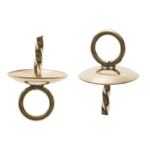 2x 14k Gold Filled 4mm Cup Screwed Eye Pins Bail Pearl Pendant Connector
