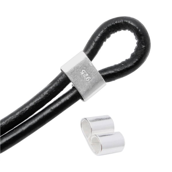 4x STERLING SILVER 2mm LEATHER CORD BINDER