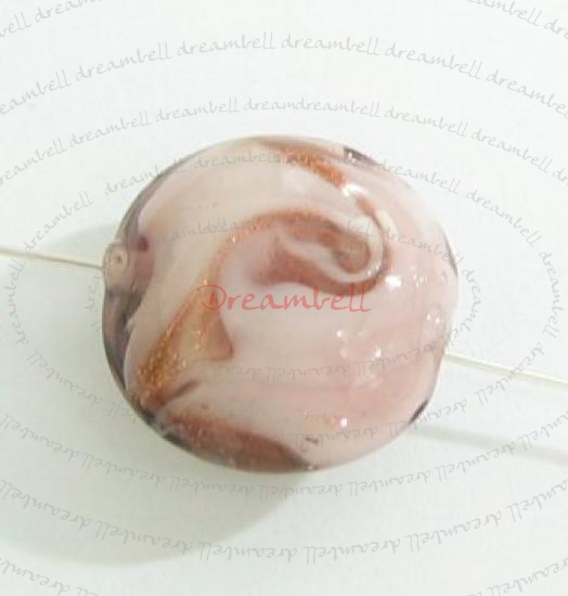 4x Rose Romance Round Glass bead Gold stone Light Amethyst 16mm