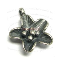 1x Sterling Silver Star Flower Charm Pendant Bead 22mm