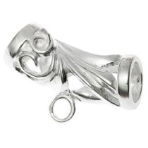 1x Sterling Silver Flower Leaf Bail Pendant Charm Connector Slide