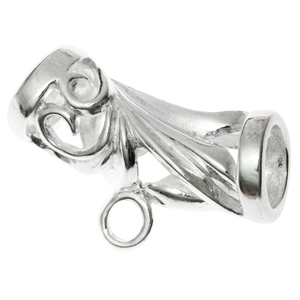 1x Sterling Silver Flower Leaf Bail Pendant Charm Connector Slide