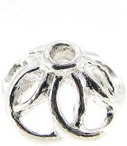 4x Lt.Color Sterling Silver Bali Bead flower Cap 4x 8mm