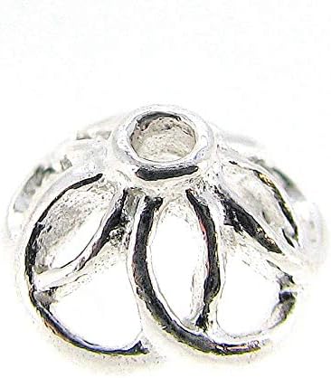 4x Lt.Color Sterling Silver Bali Bead flower Cap 4x 8mm