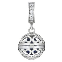 Rhodium on 925 Sterling Silver September Birthstone Blue CZ Dangle for European Charm Bracelets