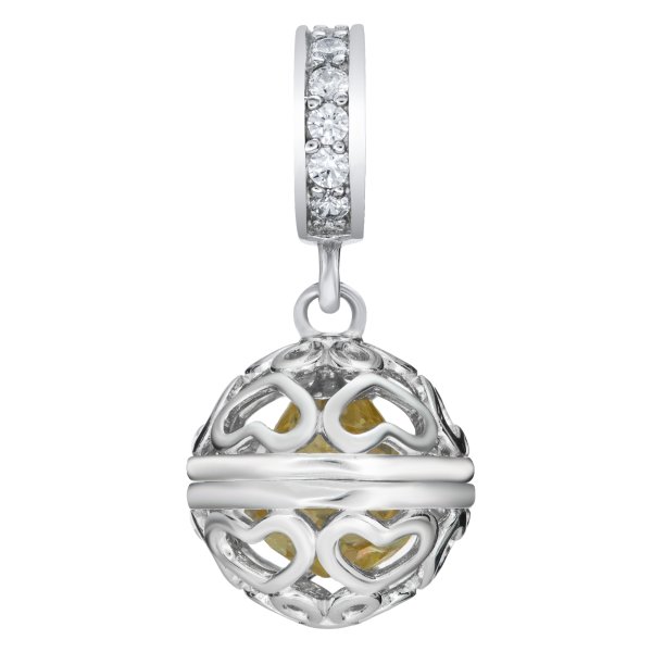 Rhodium on 925 Sterling Silver November Birthstone Yellow CZ Dangle for European Charm Bracelets
