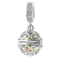 Rhodium on 925 Sterling Silver November Birthstone Yellow CZ Dangle for European Charm Bracelets