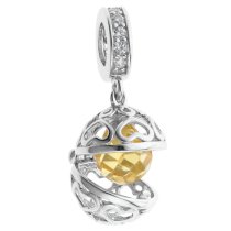 Rhodium on 925 Sterling Silver November Birthstone Yellow CZ Dangle for European Charm Bracelets