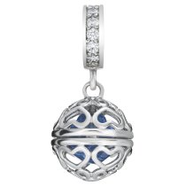 Rhodium on 925 Sterling Silver December Birthstone Blue CZ Dangle for European Charm Bracelets
