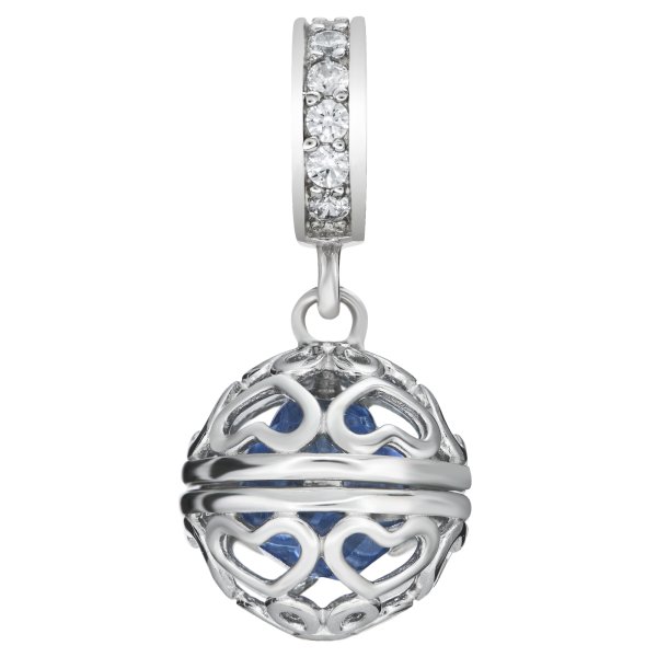 Rhodium on 925 Sterling Silver December Birthstone Blue CZ Dangle for European Charm Bracelets