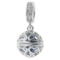 Rhodium on 925 Sterling Silver December Birthstone Blue CZ Dangle for European Charm Bracelets
