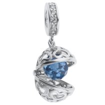 Rhodium on 925 Sterling Silver December Birthstone Blue CZ Dangle for European Charm Bracelets