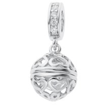 Rhodium on 925 Sterling Silver April Birthstone Clear CZ Dangle for European Charm Bracelet