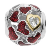 Rhodium on 925 Sterling Silver Heart Infinity Love Enamel CZ Bead for European Charm Bracelets