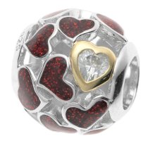 Rhodium on 925 Sterling Silver Heart Infinity Love Enamel CZ Bead for European Charm Bracelets