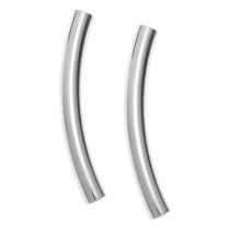4x 925 Sterling Silver 3mm Curve Round Tube Spacer Bead 25mm