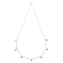 1x Rhodium on Sterling Silver Round Clear CZ Dangle Charm Link Rolo Cable Chain Necklace w/ Extender Spring Clasp 16″
