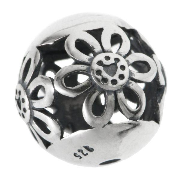 1x Bali 925 Sterling Silver 10mm Round Daisy Flower Filigree Spacer Ball Bead