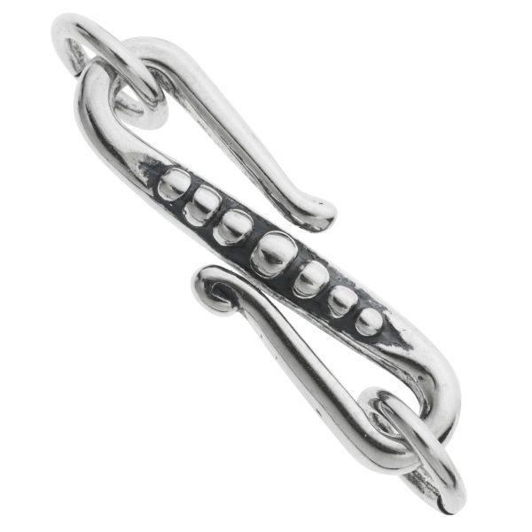 1x Antique 925 Sterling Silver Round Dots S Hook Connector Clasp