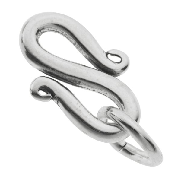 2x Antique 925 Sterling Silver Simplicity S Hook Bead Connector Clasp