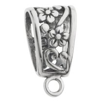 1x Antique 925 Sterling Silver Blossom Flower Bail Pendant Charm Connector Slide