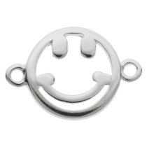2x 925 Sterling Silver Happy Face Smiley Necklace / Bracelet / Earring Link Connector