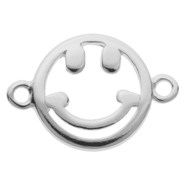 2x 925 Sterling Silver Happy Face Smiley Necklace / Bracelet / Earring Link Connector