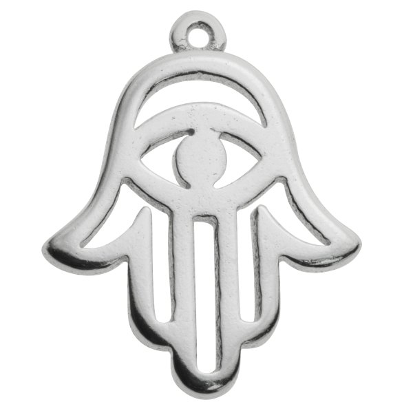 2x 925 Sterling Silver Evil Eye Hamsa Hand of Fatima Protection Luck Dangle Charm Pendant