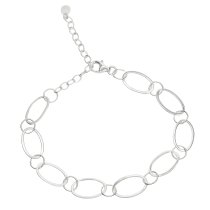 1x 925 Sterling Silver Oval Link Chain Bracelet for European Clip on Charms 8 Inches