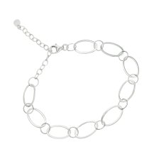 1x 925 Sterling Silver Oval Link Chain Bracelet for European Clip on Charms 8 Inches