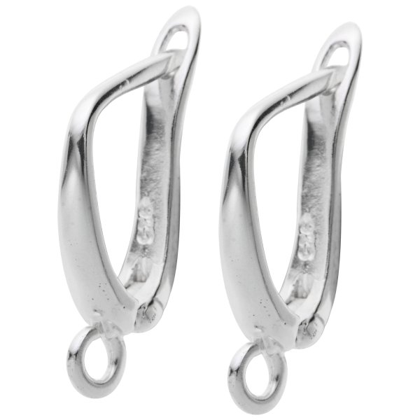 2x 925 Sterling Silver Earwires Hinge Post Earring Connector with Open Ring