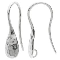 2x 925 Sterling Silver Hammered Earwire French Hook Dangle Drop Earring Connector