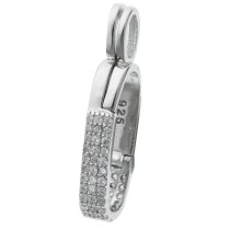 1x Rhodium on 925 Sterling Silver 24mm CZ Interchangeable Clasp Bail Donut Pendant Connector
