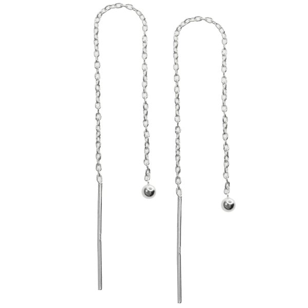 2x 925 Sterling Silver Round Ball Chain Thread Drop Earring Connector Earwires 3"