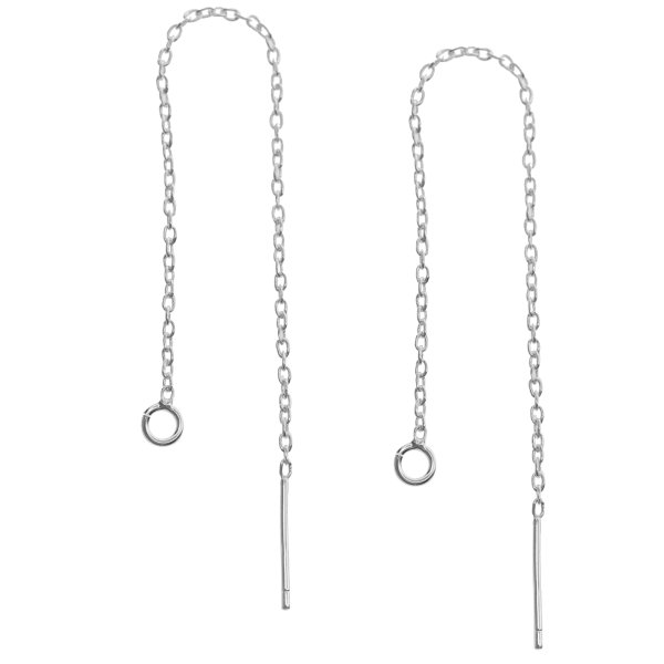 2x 925 Sterling Silver Drop Earring Link Jump Ring Connector Earwire Threader 3.5"