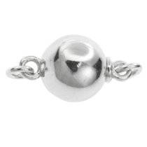 1x Rhodium on 925 Sterling Silver 8mm Rould Ball 1-strand Switch Pearl Box Clasp Connector