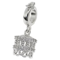 1x Rhodium on 925 Sterling Silver CZ 8-strand Interchangeable Bail Tassel Pendant Connector Clasp