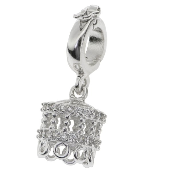 1x Rhodium on 925 Sterling Silver CZ 8-strand Interchangeable Bail Tassel Pendant Connector Clasp