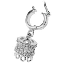 1x Rhodium on 925 Sterling Silver CZ 8-strand Interchangeable Bail Tassel Pendant Connector Clasp