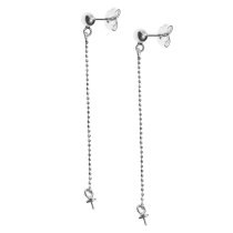 2x 925 Sterling Silver 3mm Round Ball Stud Post Earring with Pearl Pendant Dangle Connector