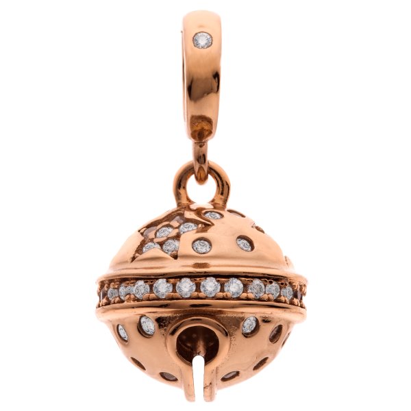 14k Rose Gold Plated 925 Sterling Silver Jingle Bells Dangle Bead for European Charm Bracelets