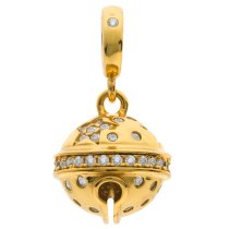 14k Gold Plated 925 Sterling Silver Twinkle Star CZ Jingle Bell Dangle Bead for European Charm Bracelets