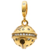 14k Gold Plated 925 Sterling Silver Twinkle Star CZ Jingle Bell Dangle Bead for European Charm Bracelets
