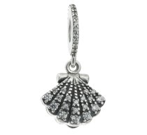 1x 925 Sterling Silver Sea Shell Pearl CZ Crystal Dangle Bead for European Charm Bracelets