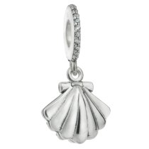 1x 925 Sterling Silver Sea Shell Pearl CZ Crystal Dangle Bead for European Charm Bracelets