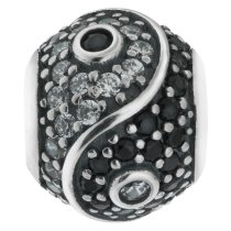 1x 925 Sterling Silver Yin Yang Tai Chi CZ Crystal Dangle Bead for European Charm Bracelets