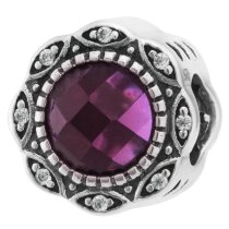 1x 925 Sterling Silver Flower CZ Crystal Bead for European Charm Bracelets