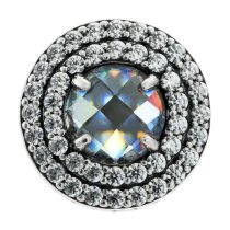 1x 925 Sterling Silver Round Clear CZ Bead for European Charm Bracelets