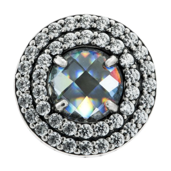 1x 925 Sterling Silver Round Clear CZ Bead for European Charm Bracelets